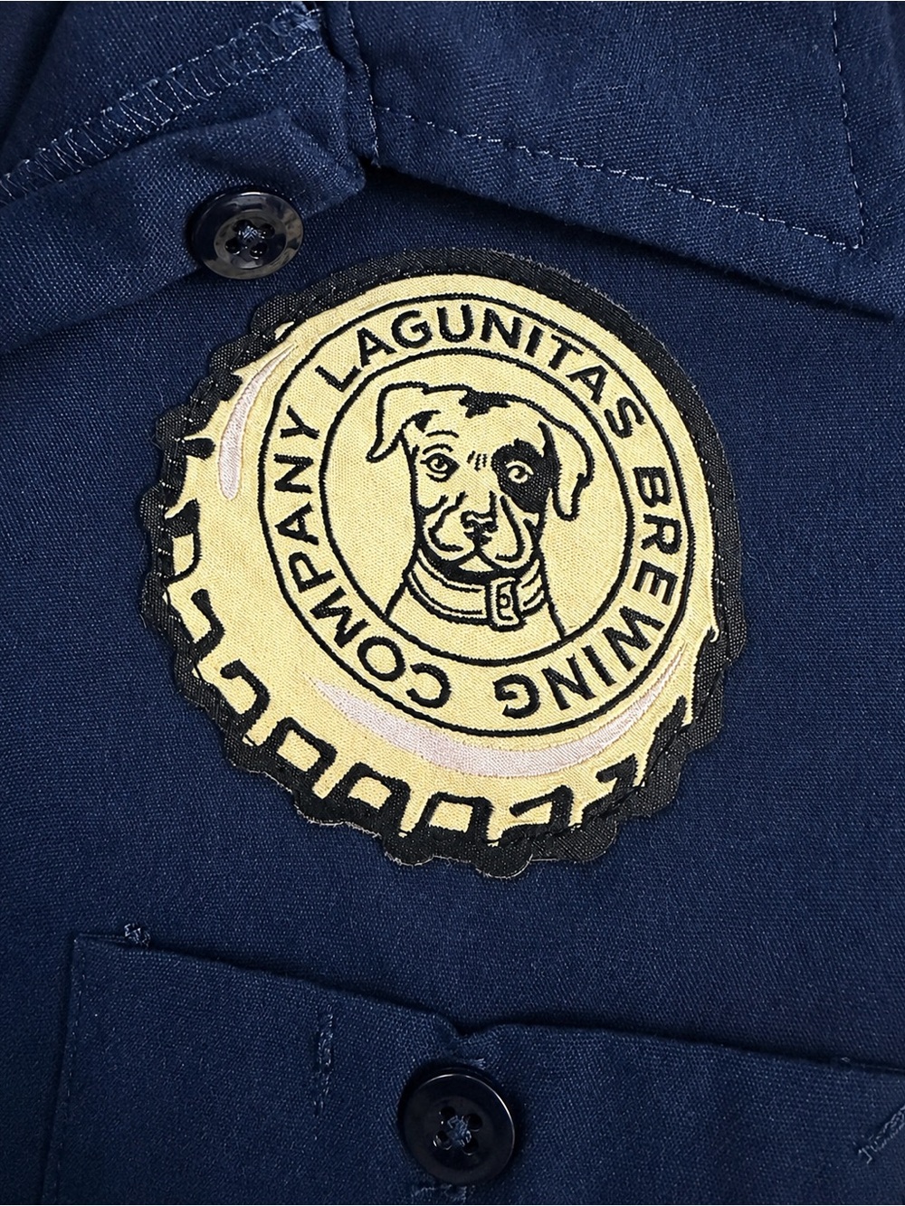 Dickies Lagunitas Brewing Company Work Shirt Medium Navy Blue Button Front - Picture 4 of 4